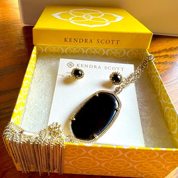 Kendra Scott Black Iridescent Rayne Necklace with matching earrings. - Picture 1 of 4